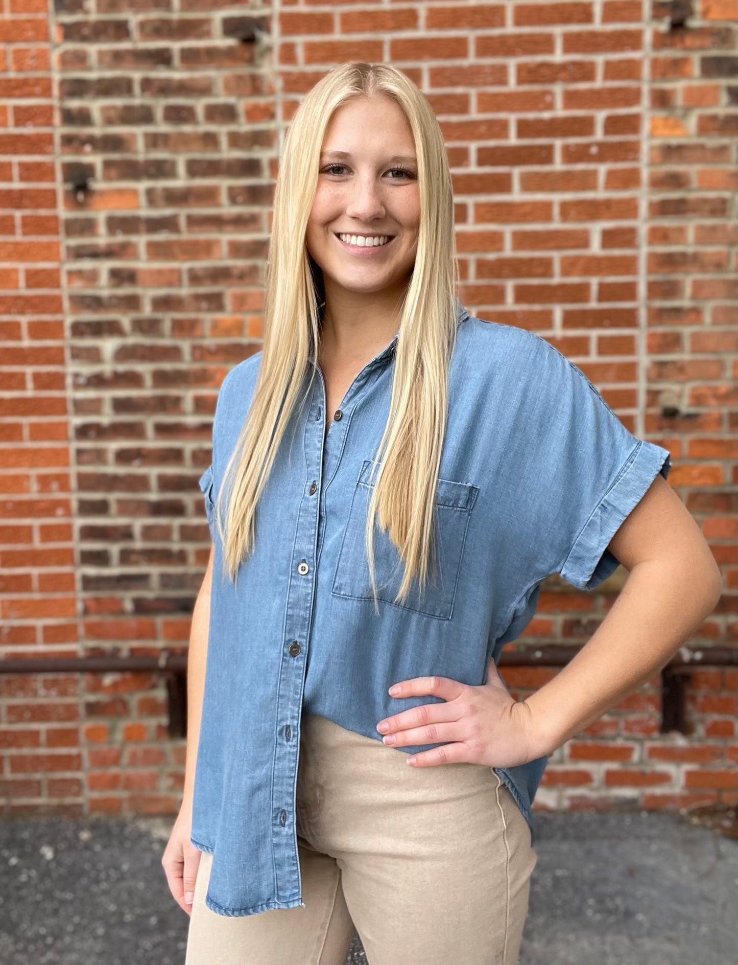 The Karmen Chambray Classic Denim Button Up