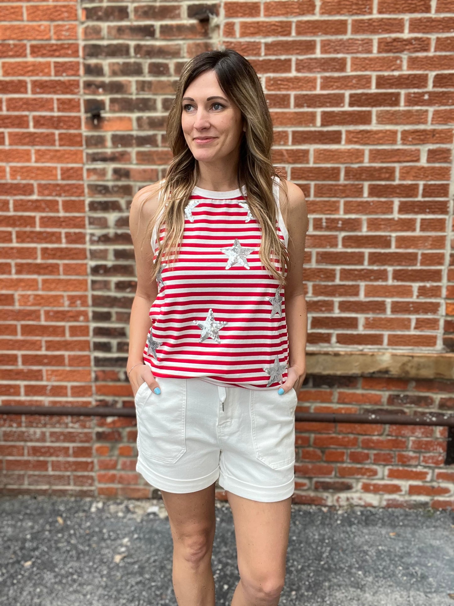 The Star Sequin Patched Tank