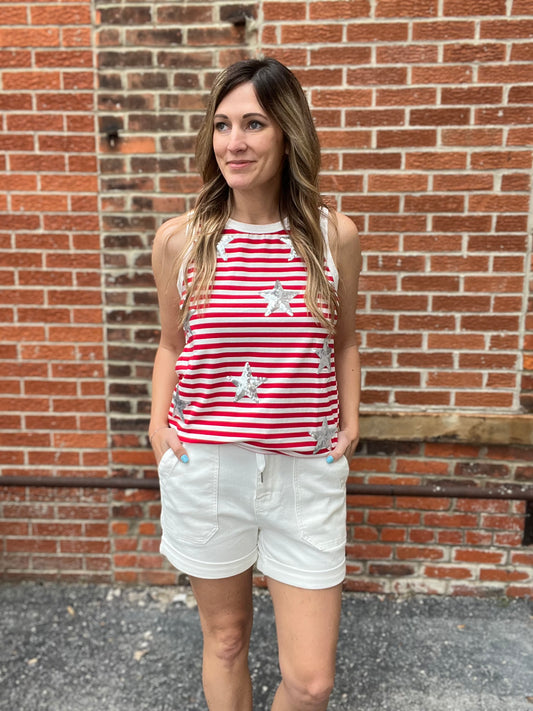 The Star Sequin Patched Tank