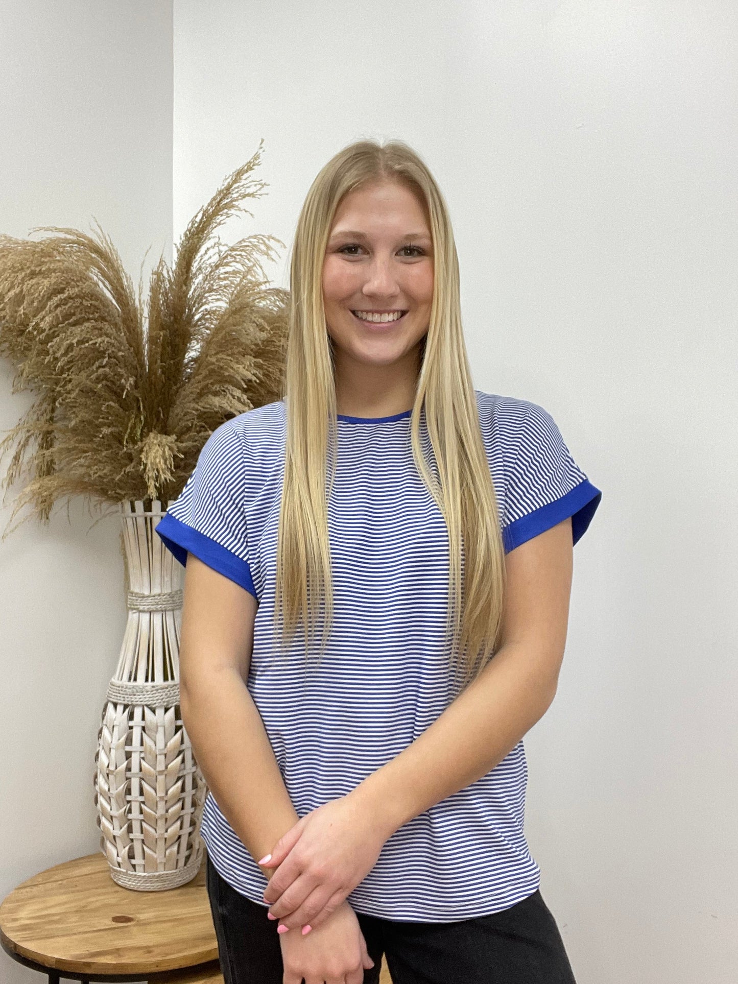 The Maya Color Trimmed Pinstriped Tee