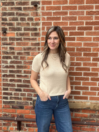The Amara Round Neck Short Sleeve Sweater Top