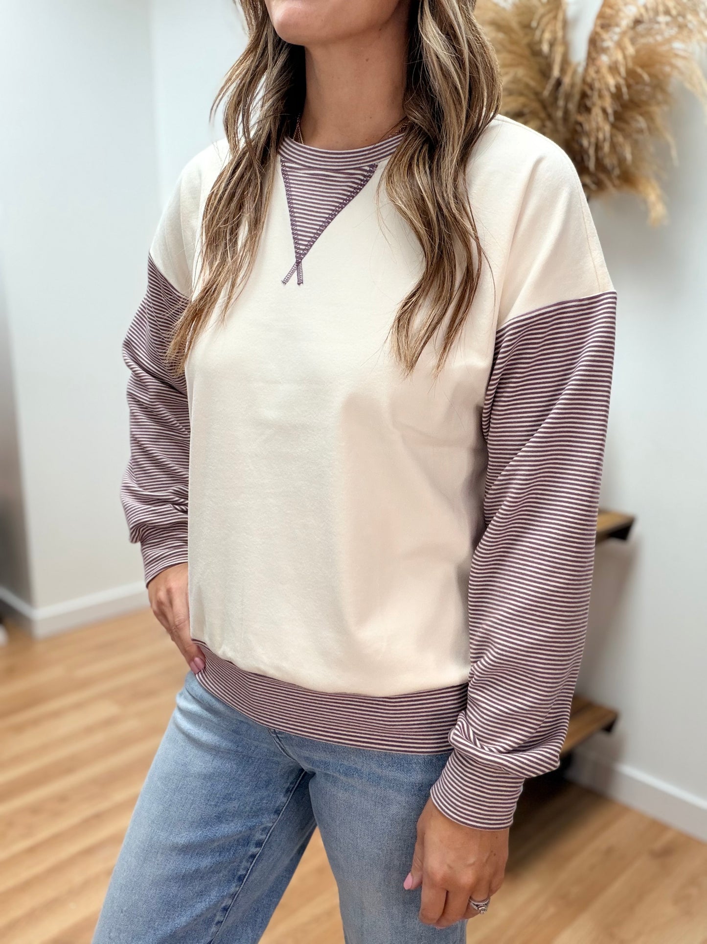 The Tyler Contrast Striped Long Sleeve Pullover
