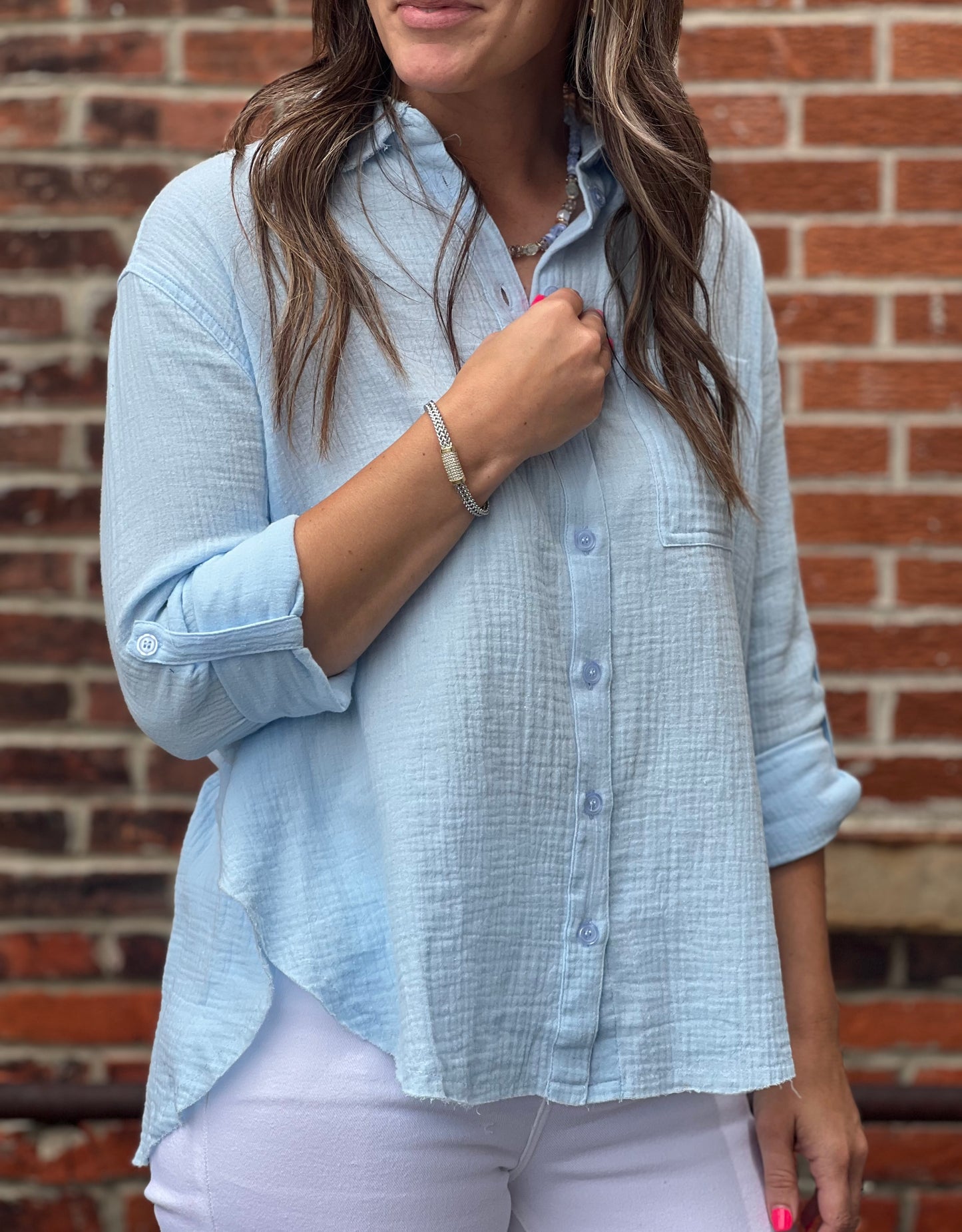 The Emory Gauze Collared Button Down