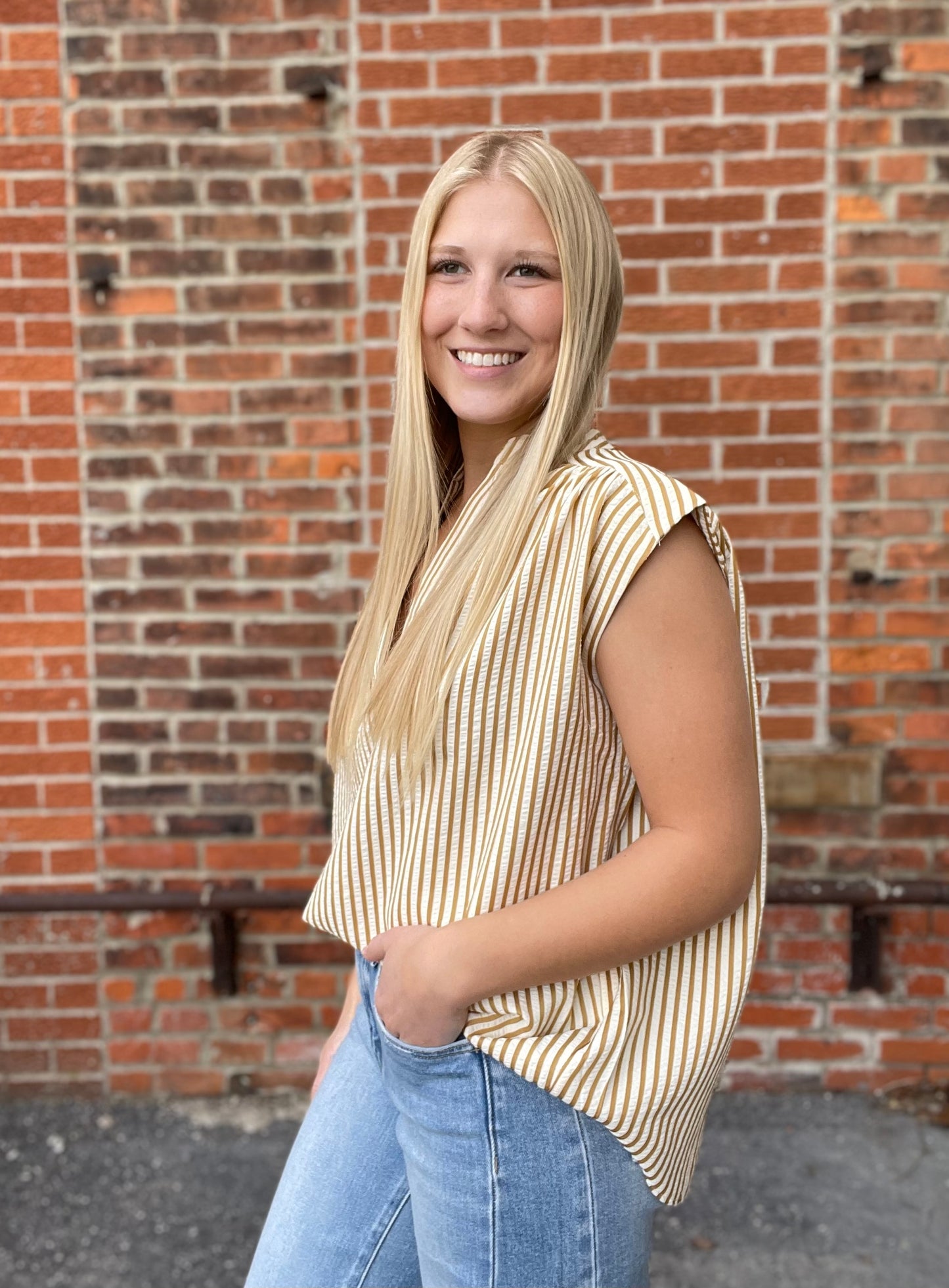 The Laurie Casual Striped Drop Shoulder Top