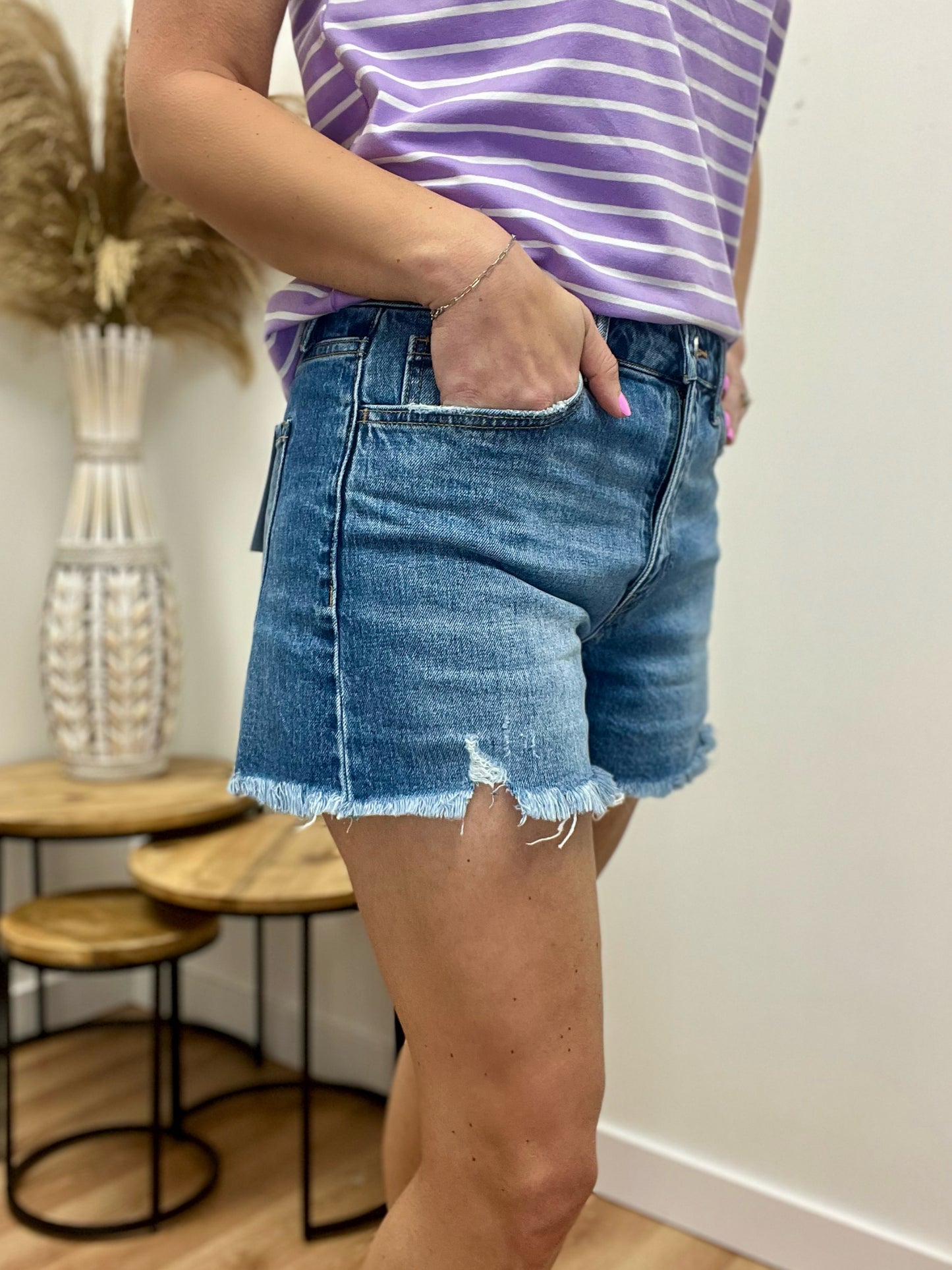 The Douro Denim High Rise Shorts