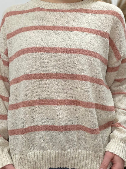The Ashlynn Striped Long Sleeve Knit Sweater