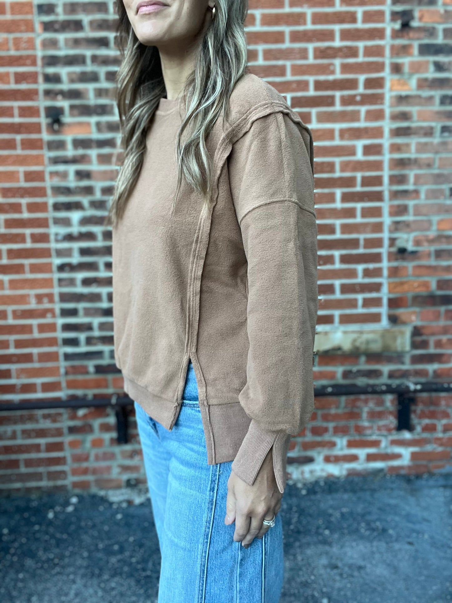 The Odette Taupe Fleece Pullover