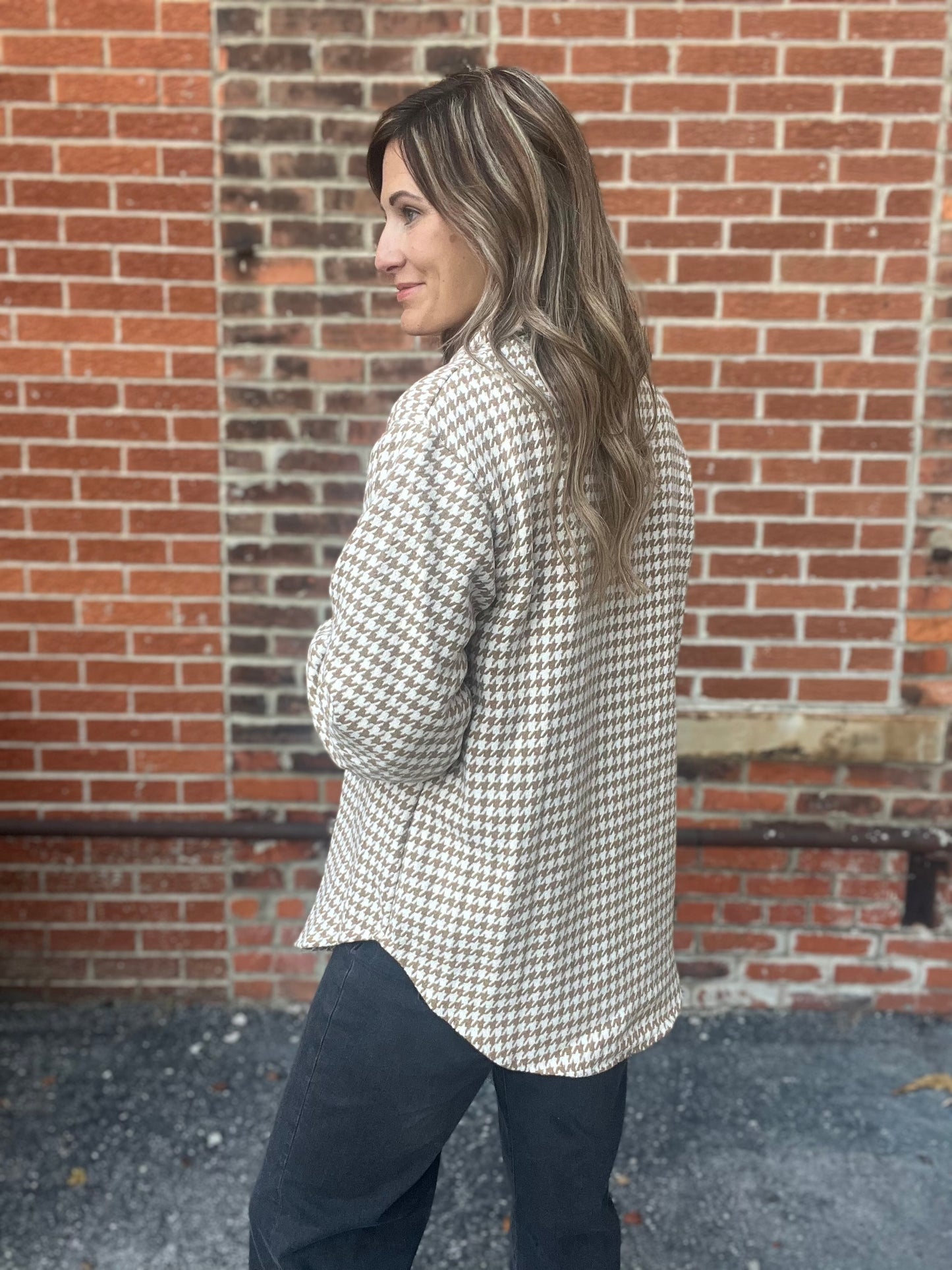 The Cristin Khaki Houndstooth Jacket
