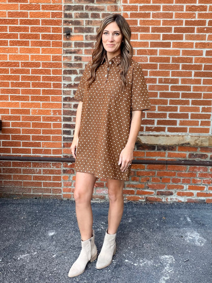 The Charming Polka Dot Denim Dress