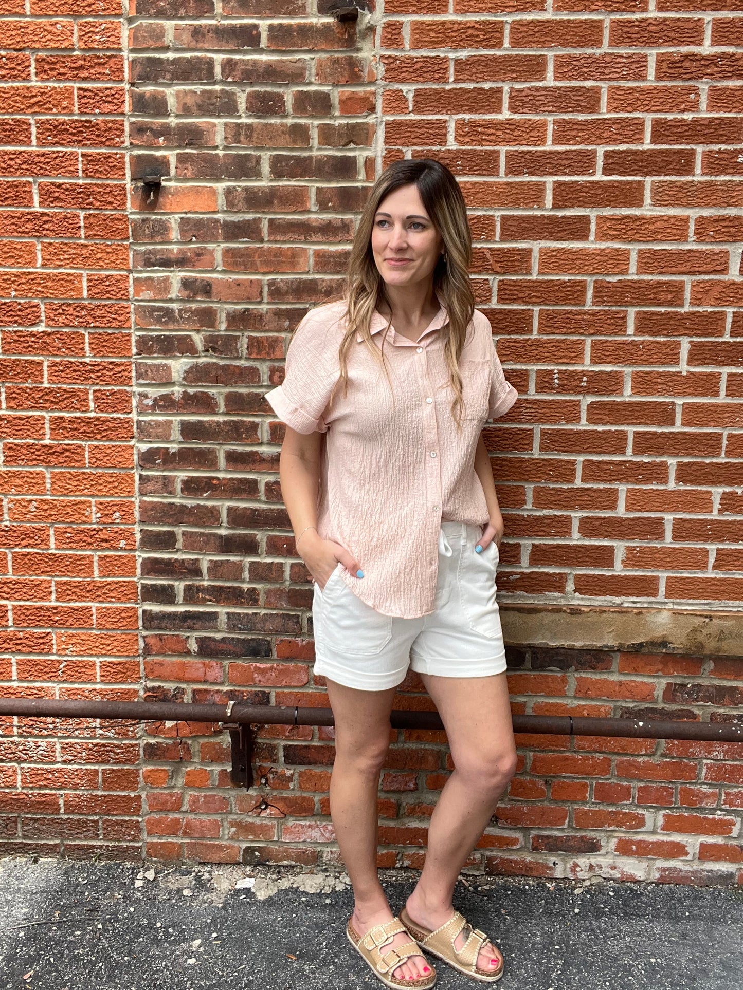 The Blush Blossom Button Down Top