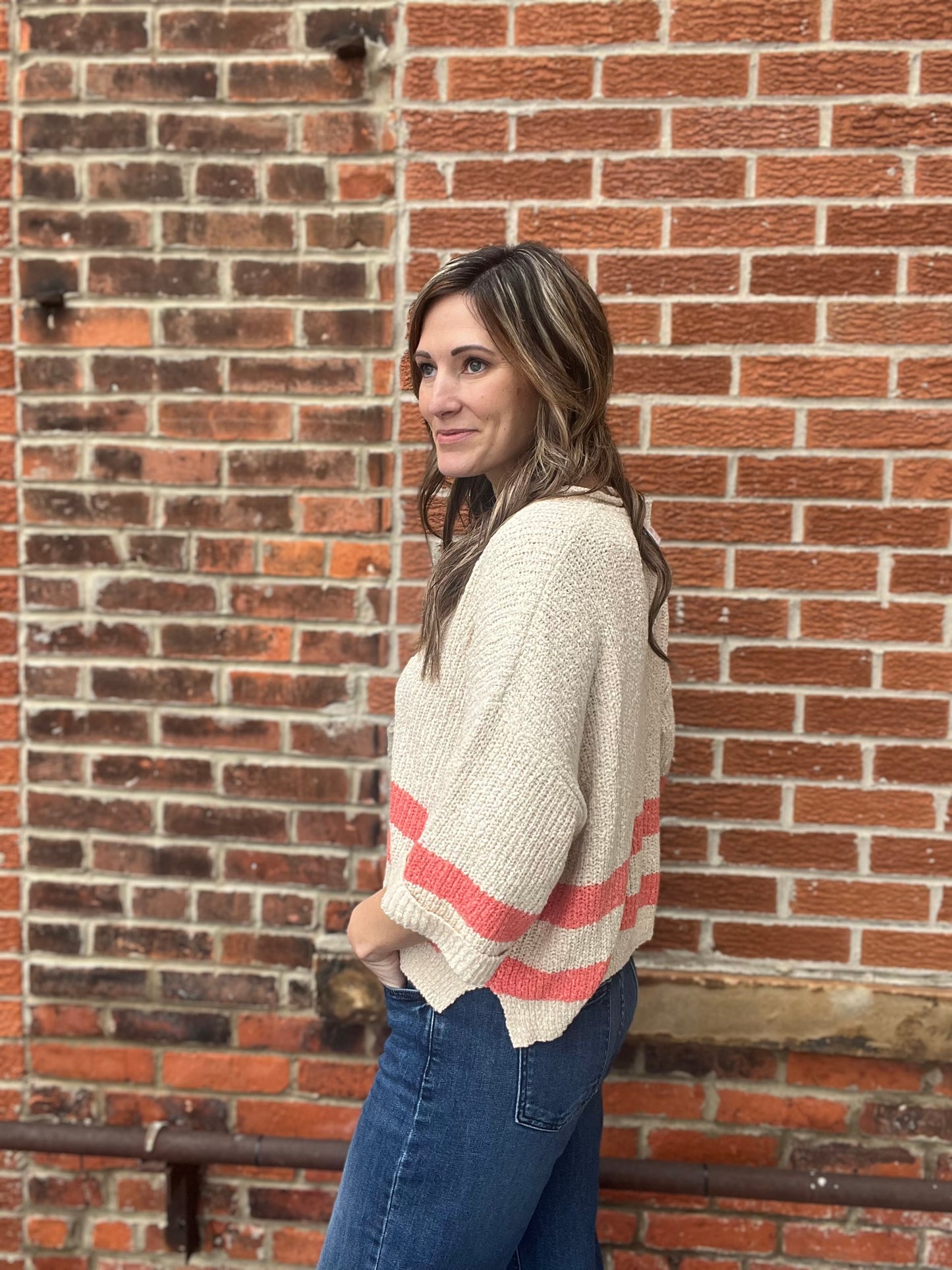 The Kota Sunset Striped Cropped Sweater