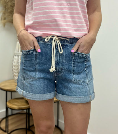 The Riley Drawstring Jean Shorts