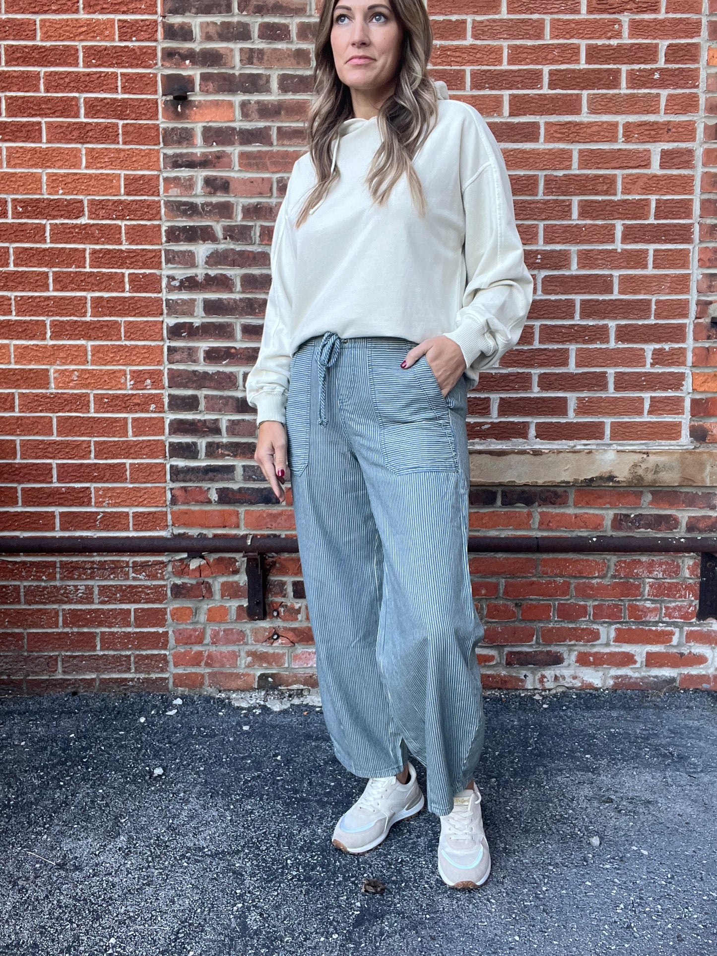 The Piper Striped Tie Denim Pants