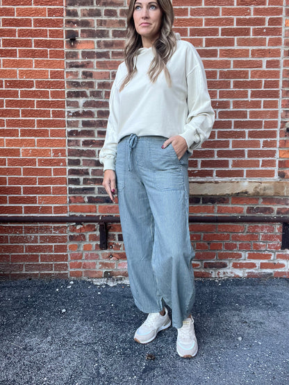 The Piper Striped Tie Denim Pants