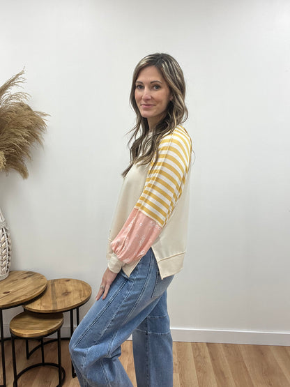 The Maeve Contrast Long Sleeve Top