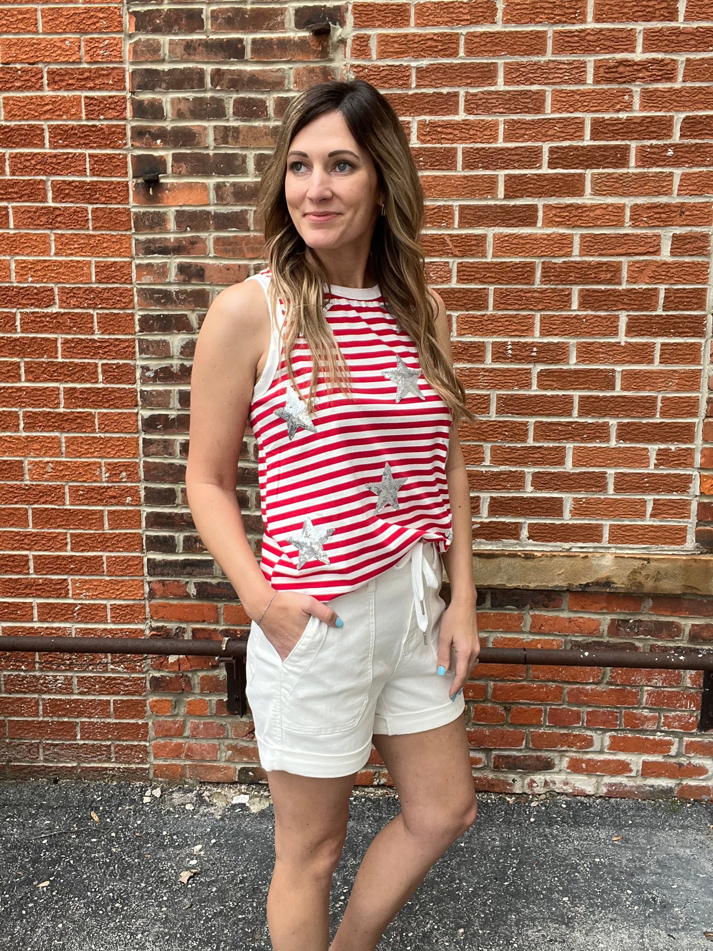 The Star Sequin Patched Tank