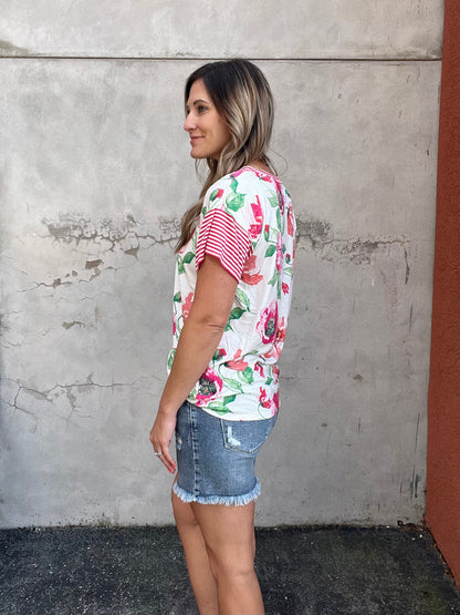 Raspberry Floral Top