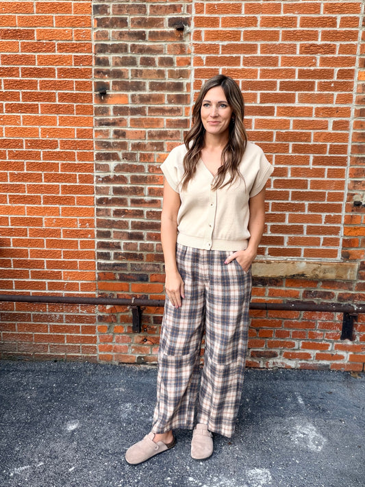 The Heraum Heritage Plaid Wide Leg Trouser Pants