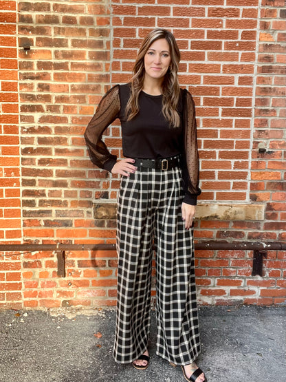 The Bauleigh Wide Leg Plaid Pants