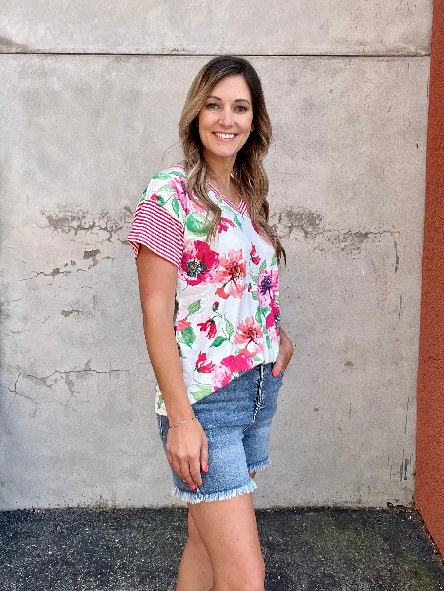 Raspberry Floral Top