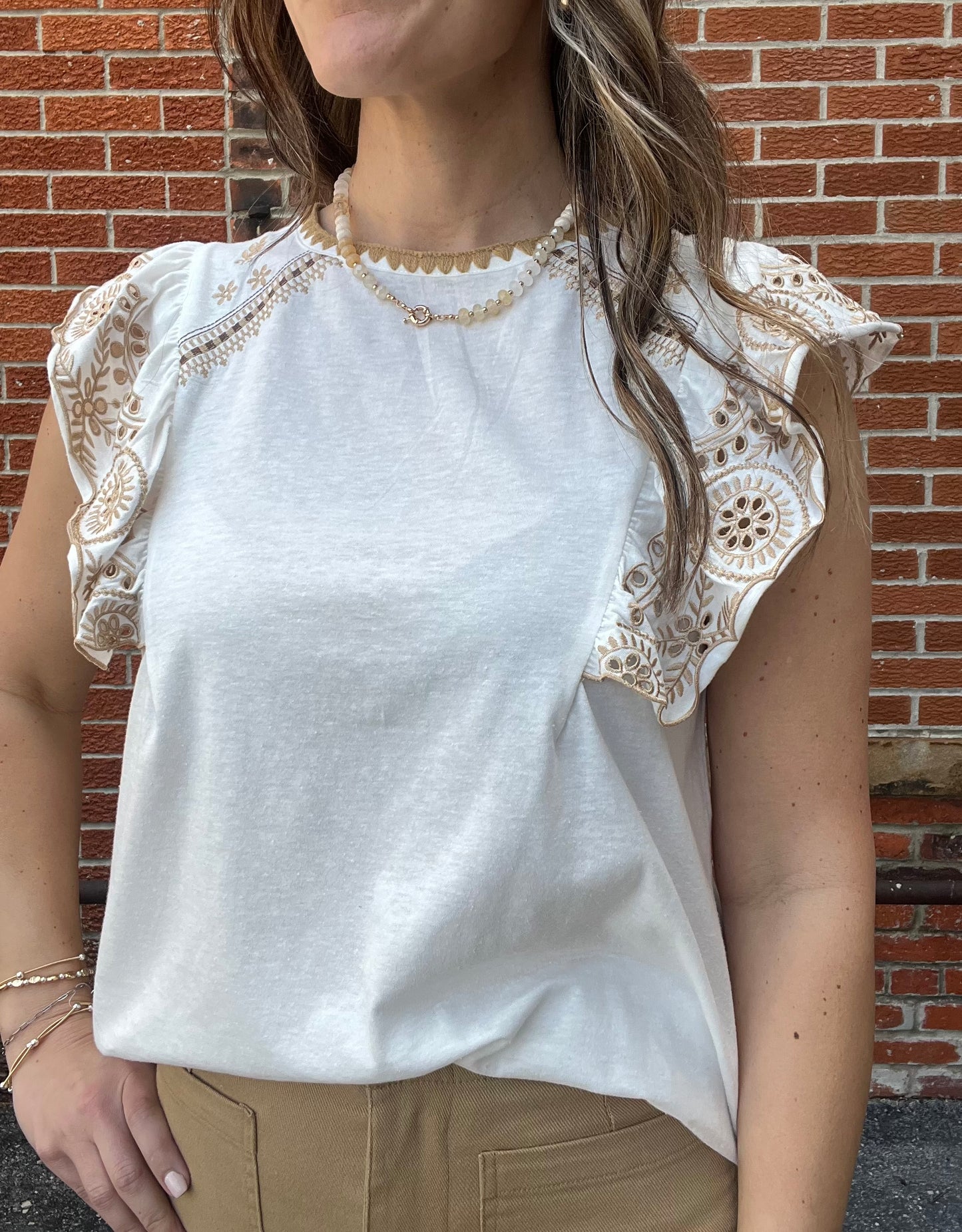 The Aurelia Eyelet Short Sleeve Top