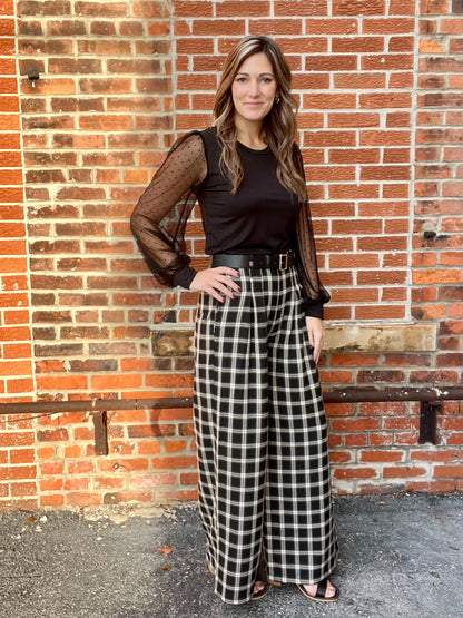 The Bauleigh Wide Leg Plaid Pants