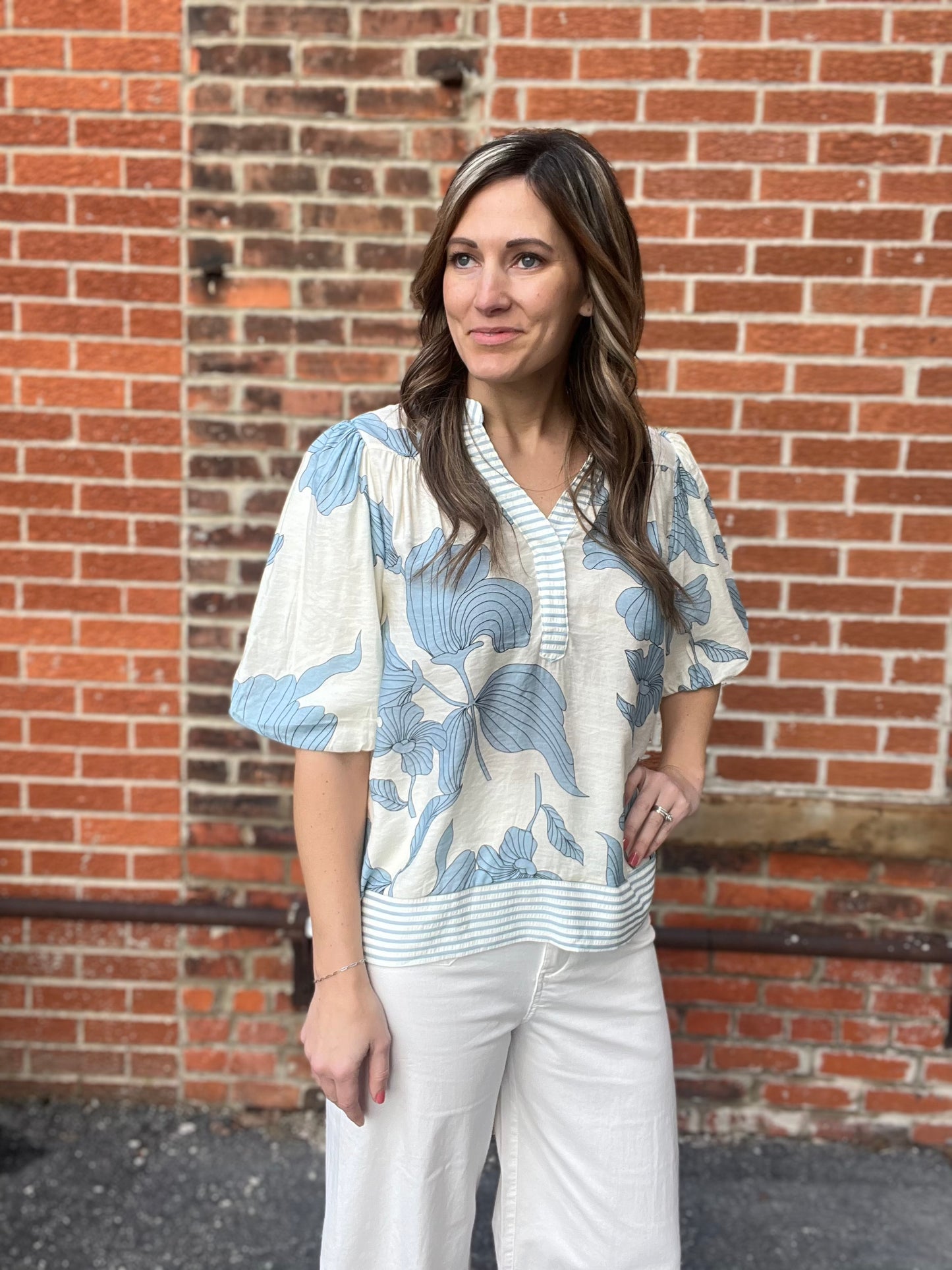 The Cilia Bubble Sleeve Floral Top