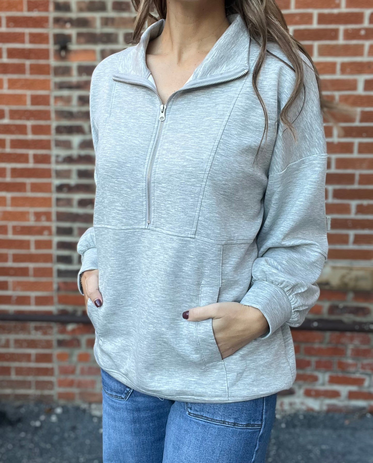 The Rorri Gray Oversized Quarter Zip