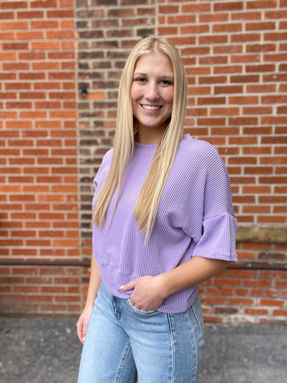 The Misti Wave Rib Short Sleeve Top