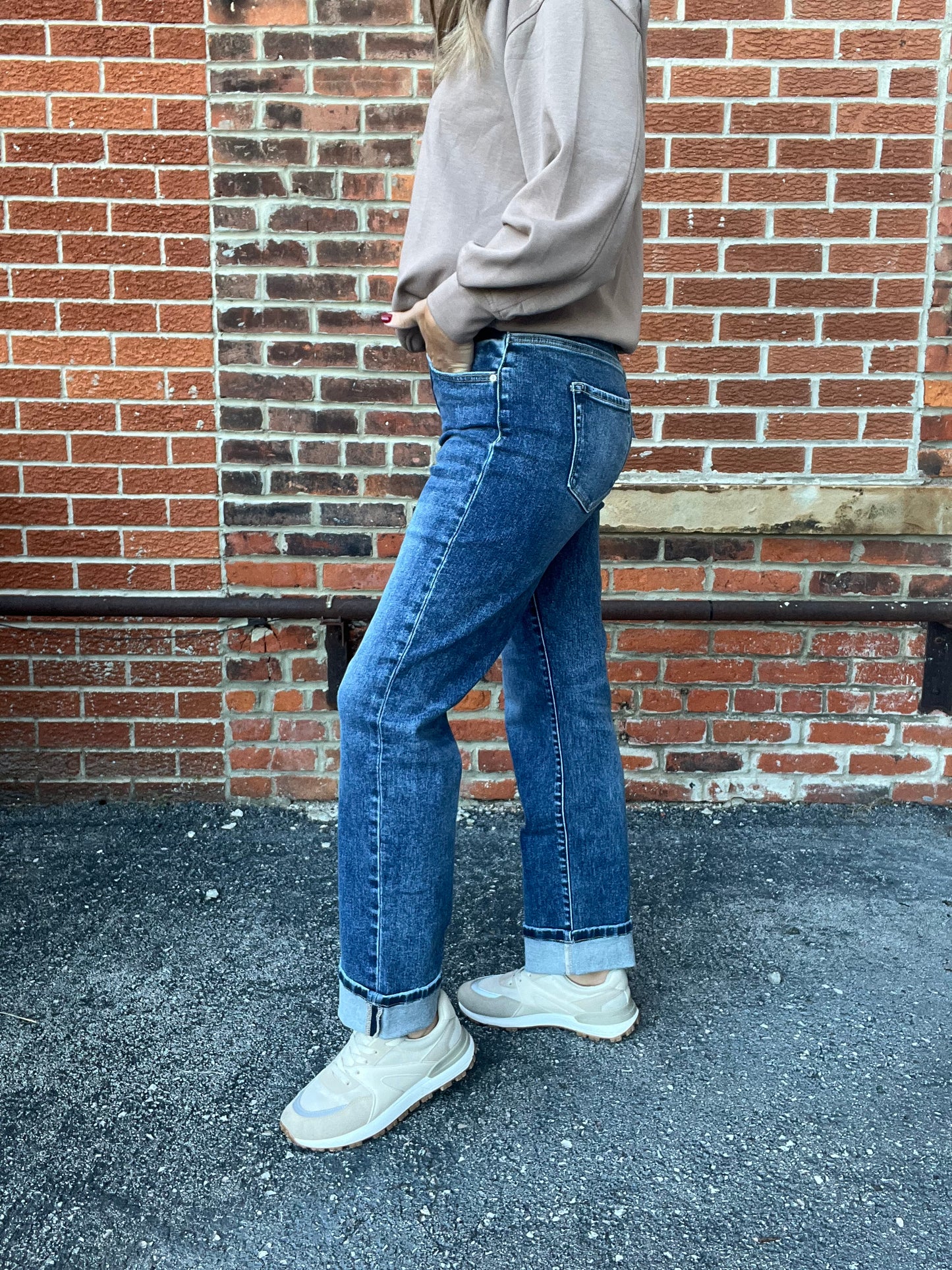 The Calo Cuffed Straight Leg Jeans