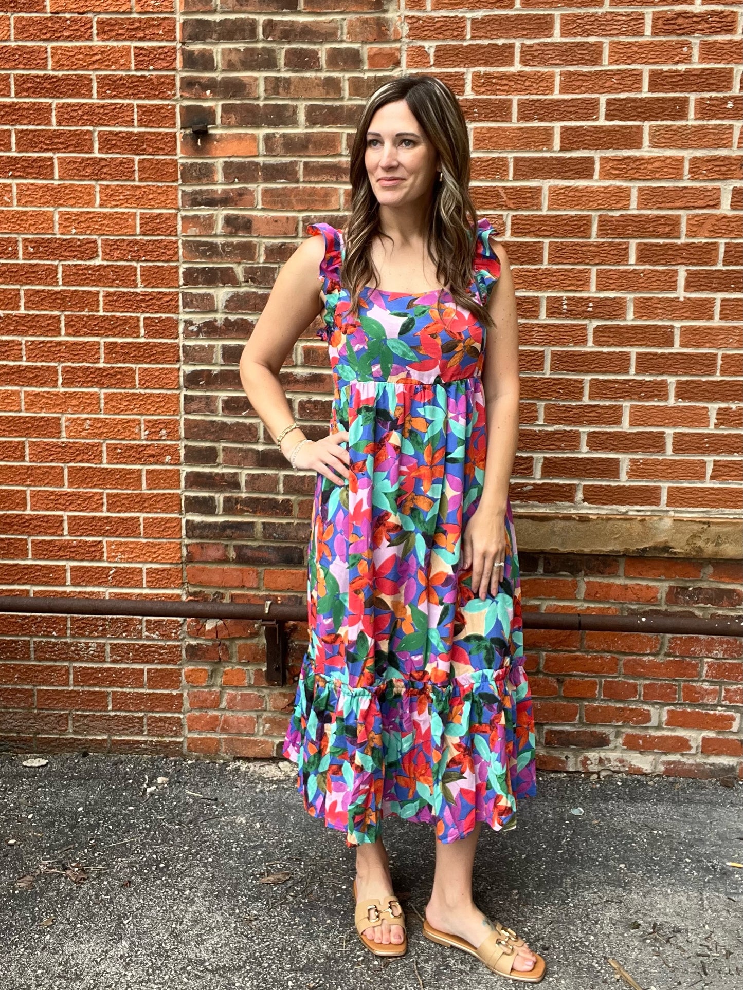 The LC Floral Print Square Neck Dress