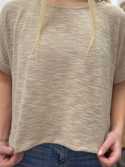 The Vine Round Neck Folded Short Sleeve Top