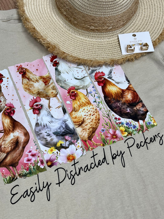 Easily Distracted Chicken Graphic Tee