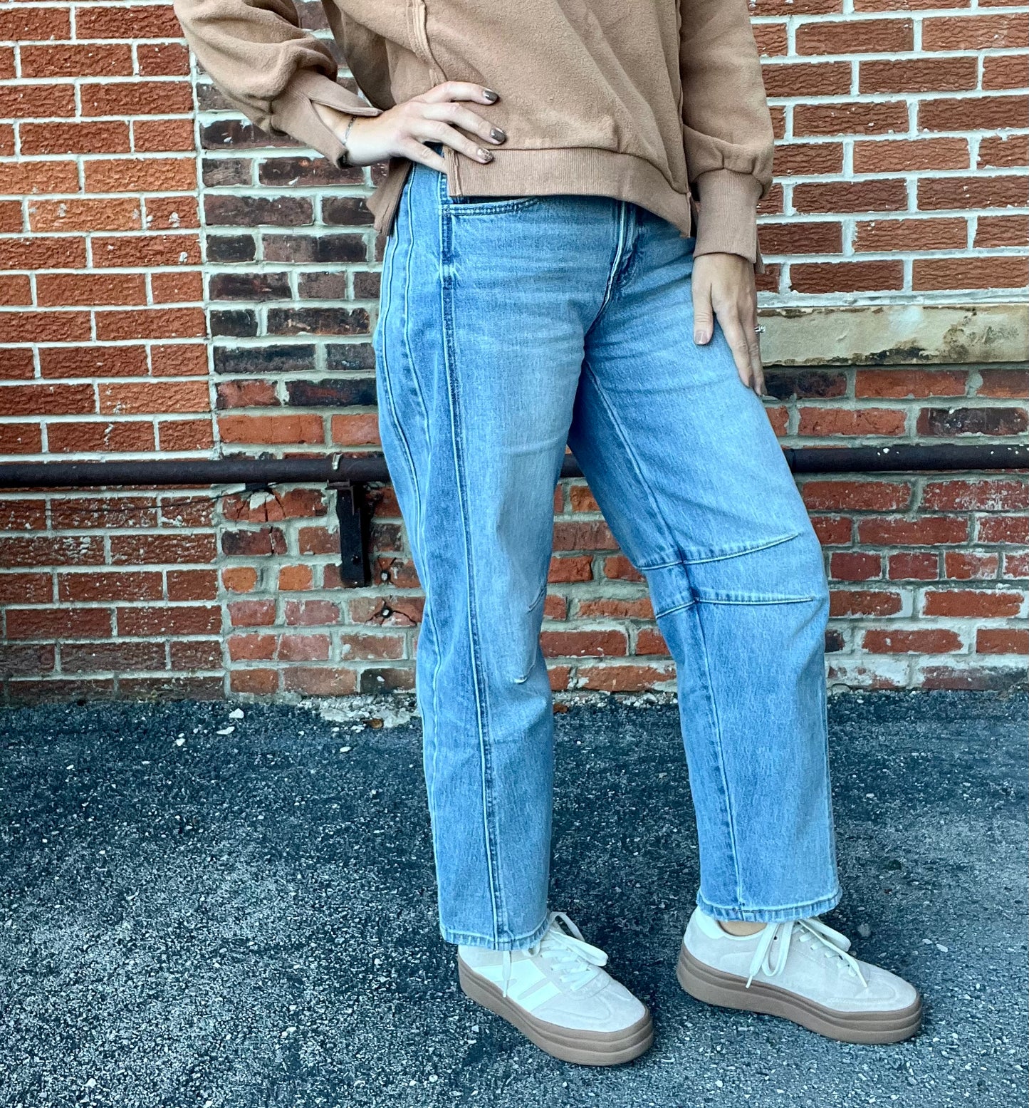 The Kate Barrel Leg Light Wash Jeans