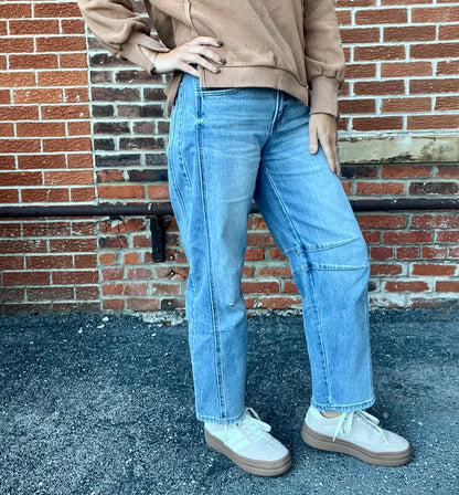 The Kate Barrel Leg Light Wash Jeans