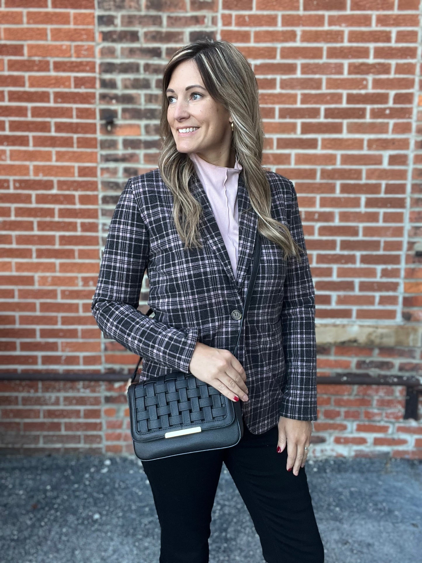 The Anya Plaid Blazer With Front Button