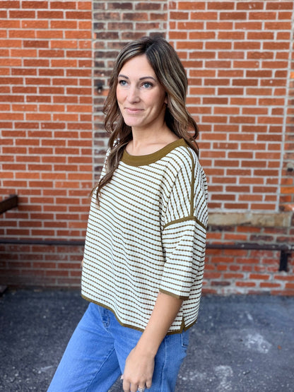 The Micah Waffle Stripe Relaxed Fit Top