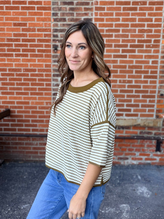 The Micah Waffle Stripe Relaxed Fit Top