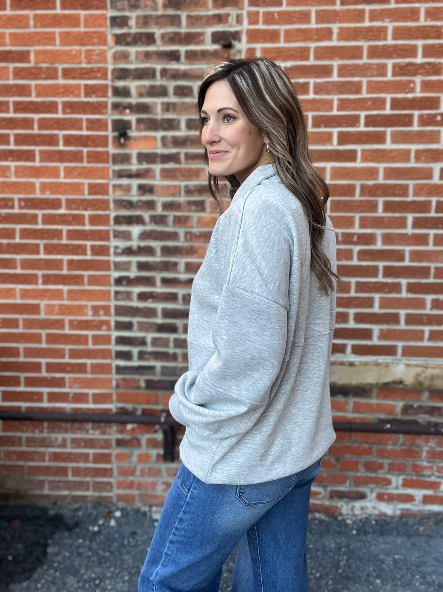 The Rorri Gray Oversized Quarter Zip