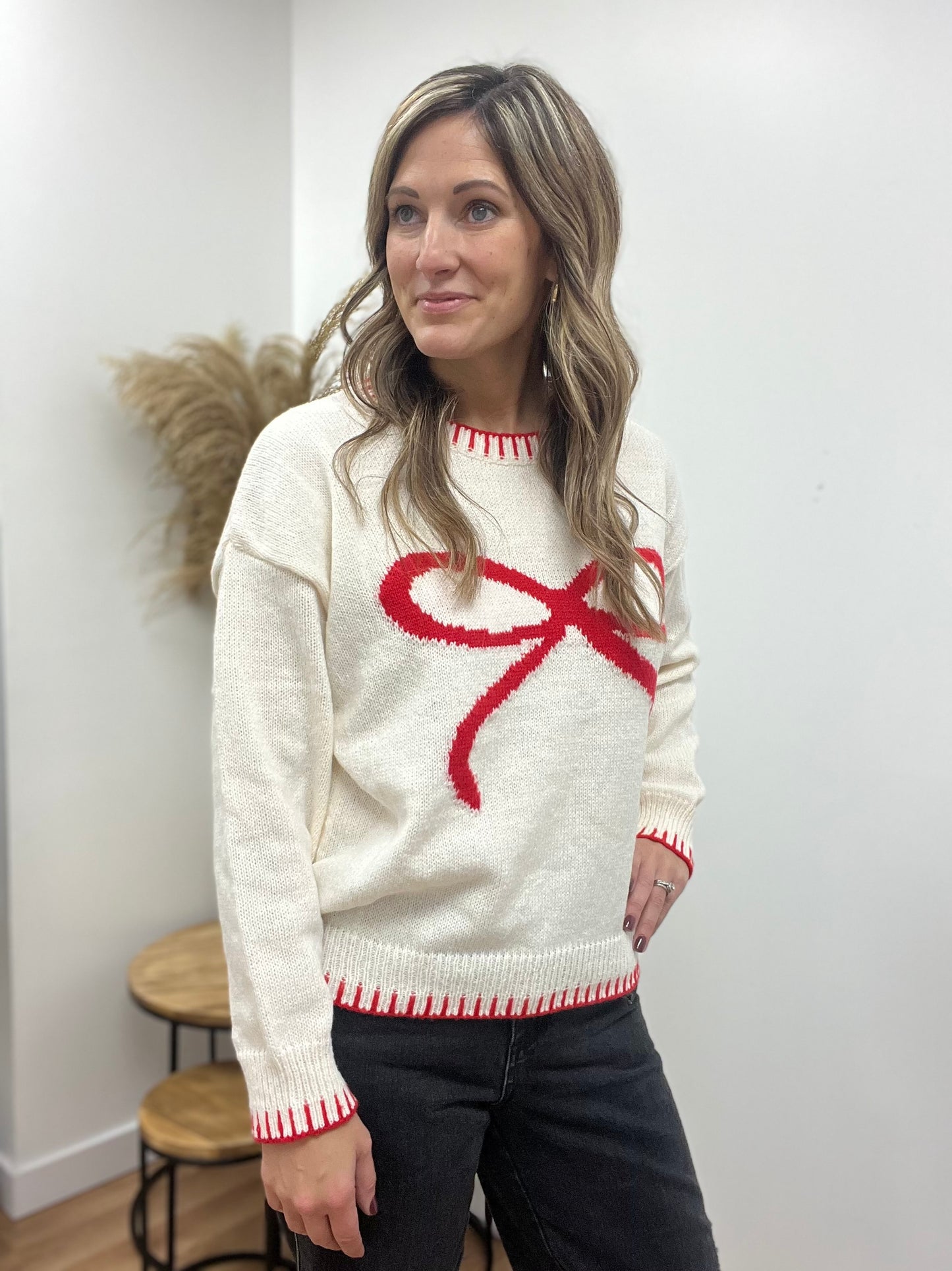 The Leilani Red Bow Knit Sweater