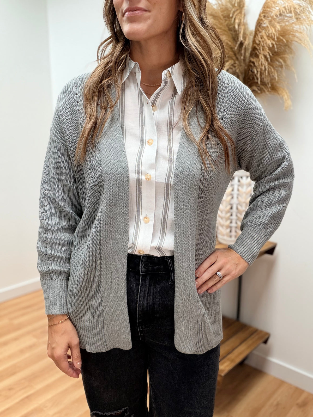 The Reva Striped Button Down Top