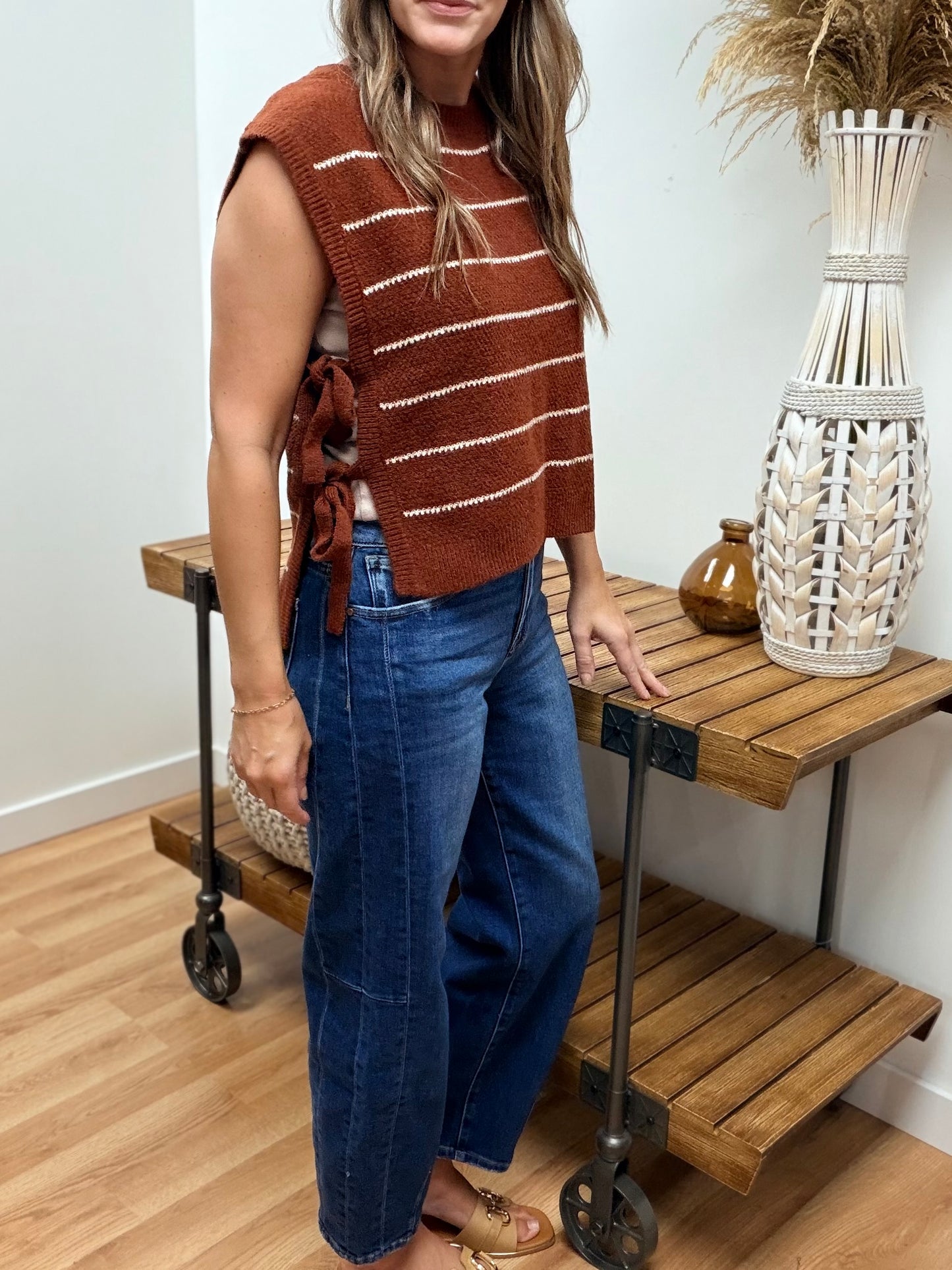 The Hullson Stripped Side Tie Knit Vest