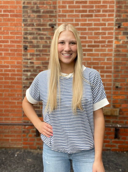 The Anaya Striped Contrast Short Sleeve Top