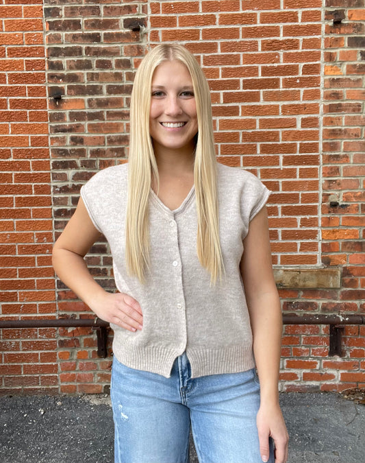 The Harlow Sleeveless Knit Cardigan Sweater