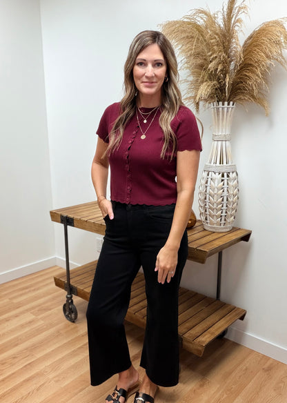 The Magen Short Sleeve Button Up Top