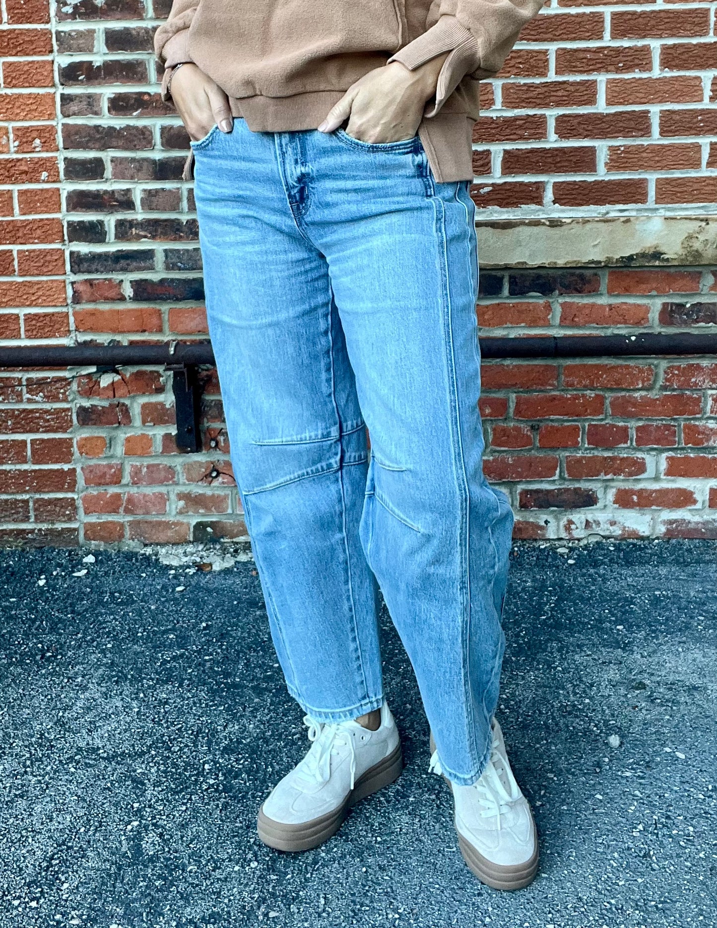 The Kate Barrel Leg Light Wash Jeans