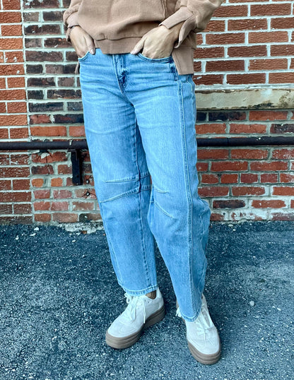 The Kate Barrel Leg Light Wash Jeans