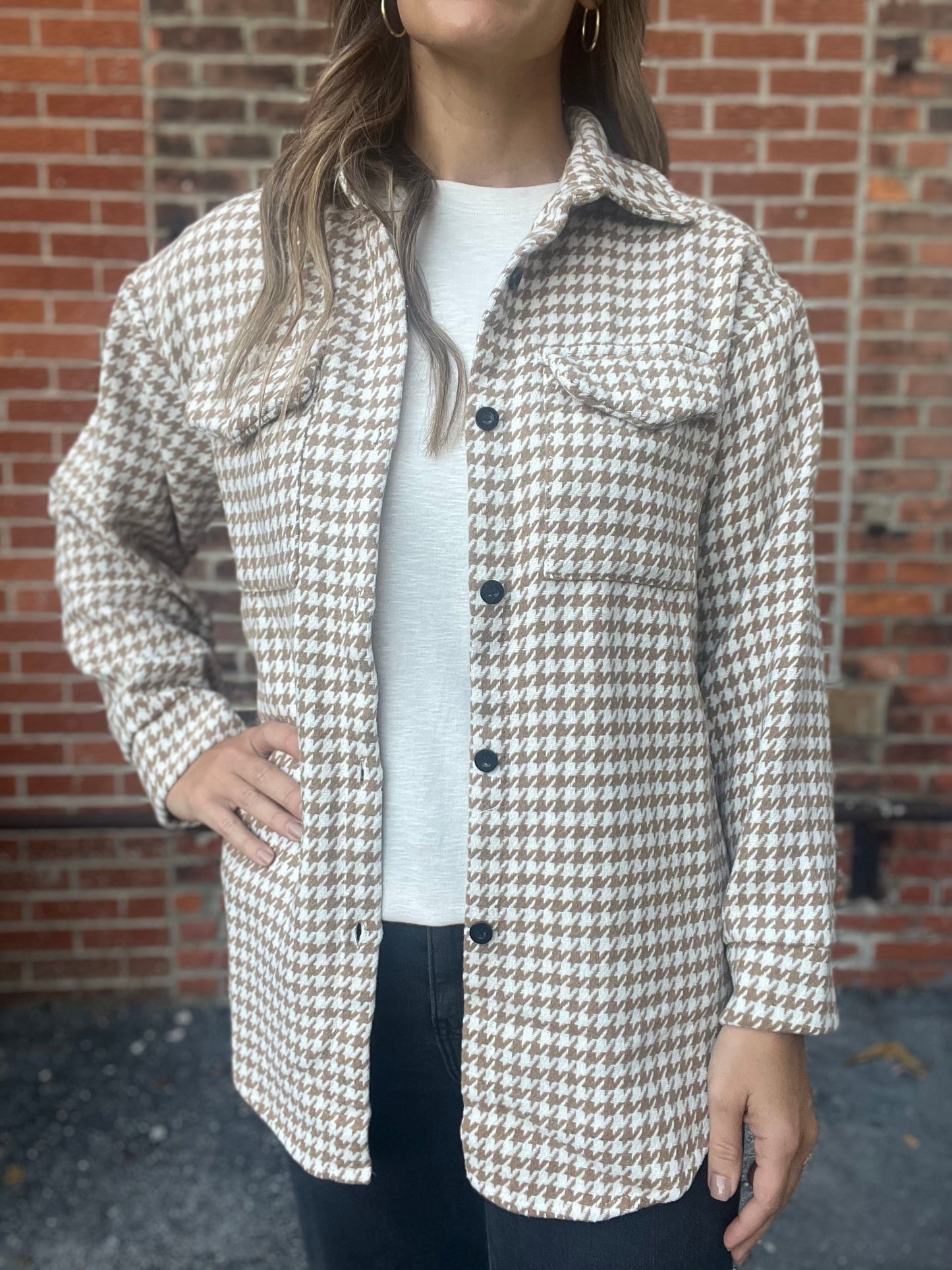 The Cristin Khaki Houndstooth Jacket