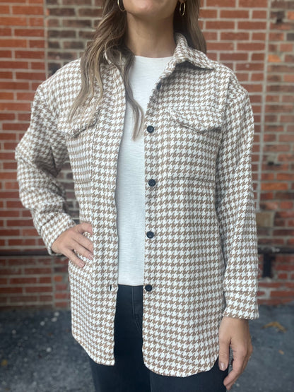 The Cristin Khaki Houndstooth Jacket