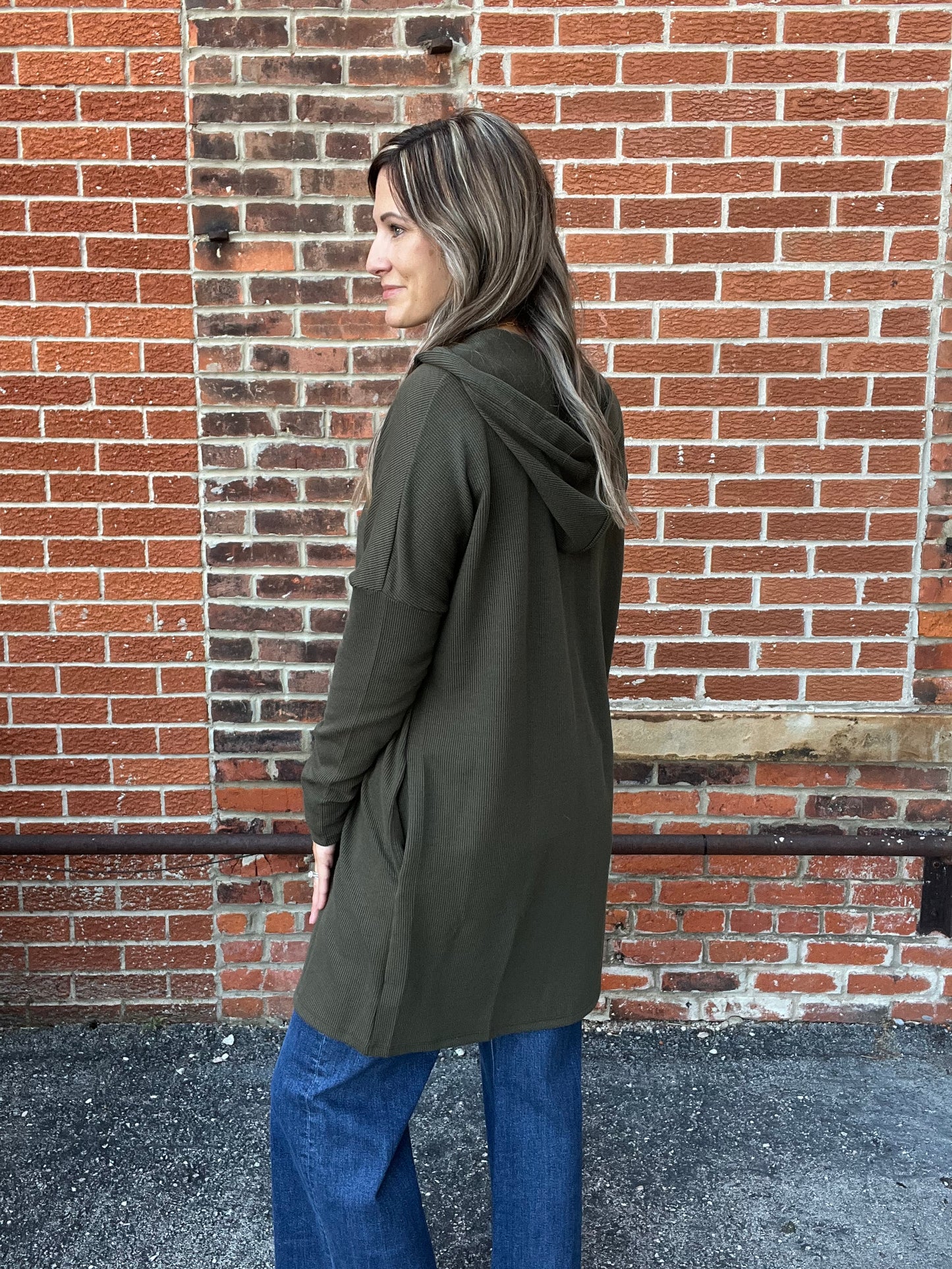 The Callen Olive Ribbed Cardigan